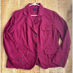 Westbound Women's Pink Floral Jacquard Button Down Denim Jacket Large